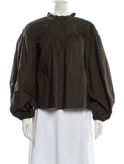 Pre-owned Ulla Johnson Mock Neck Long Sleeve Blouse In Green