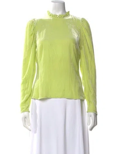 Pre-owned Ulla Johnson Mock Neck Long Sleeve Blouse In Green