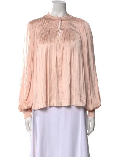 Pre-owned Ulla Johnson Mock Neck Long Sleeve Blouse In Neutral