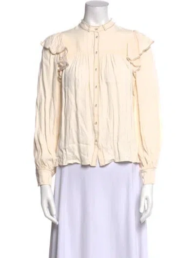 Pre-owned Ulla Johnson Mock Neck Long Sleeve Blouse In Neutral