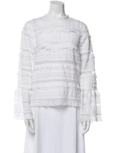 Pre-owned Ulla Johnson Mock Neck Long Sleeve Blouse In Neutral