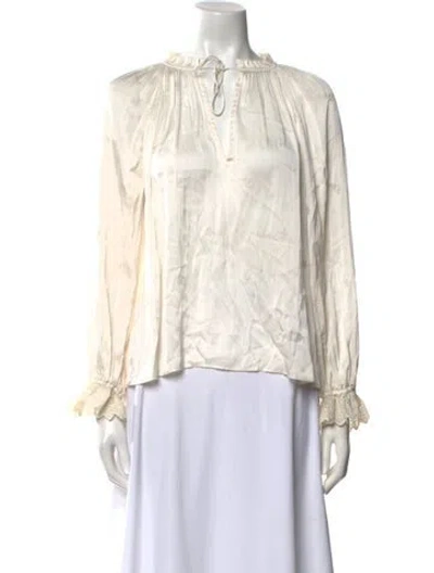 Pre-owned Ulla Johnson Mock Neck Long Sleeve Blouse In Neutral