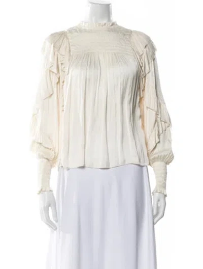 Pre-owned Ulla Johnson Mock Neck Long Sleeve Blouse In Neutral