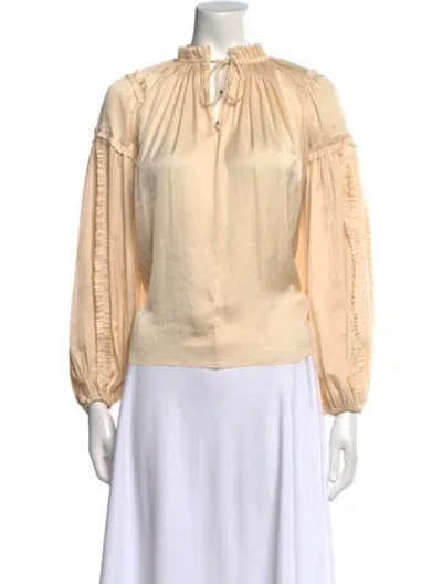 Pre-owned Ulla Johnson Mock Neck Long Sleeve Blouse In Pink