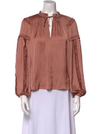 Pre-owned Ulla Johnson Mock Neck Long Sleeve Blouse In Pink