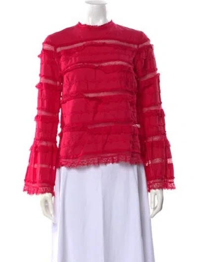 Pre-owned Ulla Johnson Mock Neck Long Sleeve Blouse In Pink