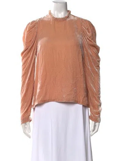 Pre-owned Ulla Johnson Mock Neck Long Sleeve Blouse In Pink