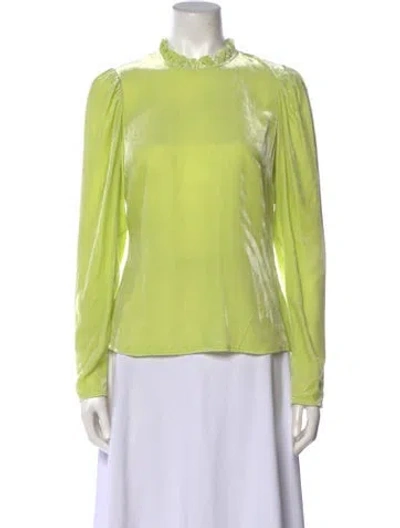 Pre-owned Ulla Johnson Mock Neck Long Sleeve Blouse W/ Tags In Green