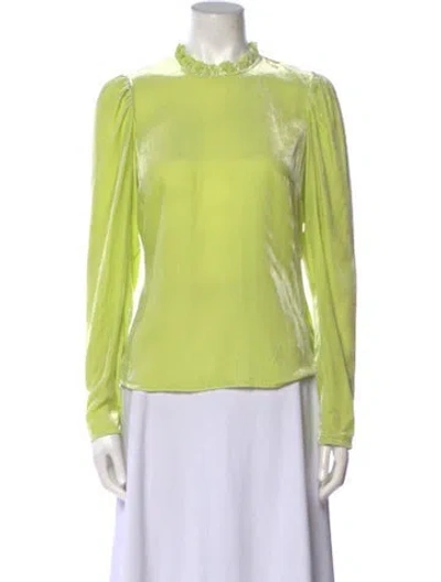 Pre-owned Ulla Johnson Mock Neck Long Sleeve Blouse W/ Tags In Green