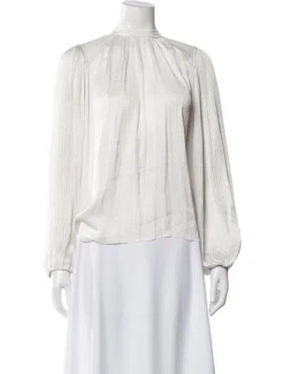 Pre-owned Ulla Johnson Mock Neck Long Sleeve Blouse In White