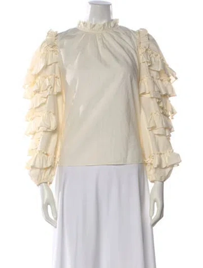 Pre-owned Ulla Johnson Mock Neck Long Sleeve Blouse In Yellow