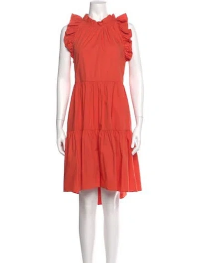 Pre-owned Ulla Johnson Mock Neck Midi Length Dress In Orange