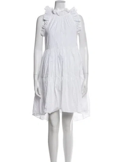 Pre-owned Ulla Johnson Mock Neck Midi Length Dress In White