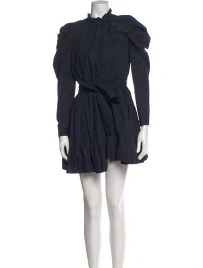 Pre-owned Ulla Johnson Mock Neck Mini Dress In Black