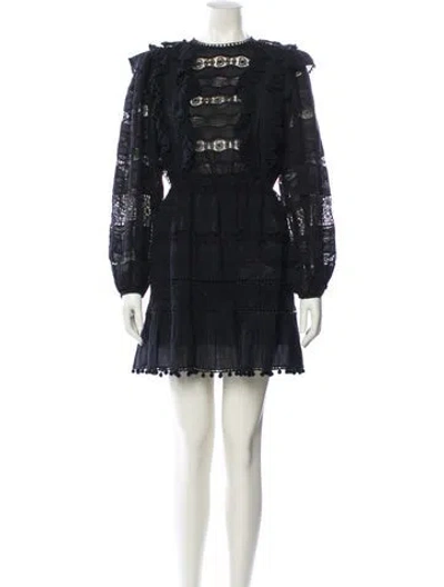 Pre-owned Ulla Johnson Mock Neck Mini Dress In Black