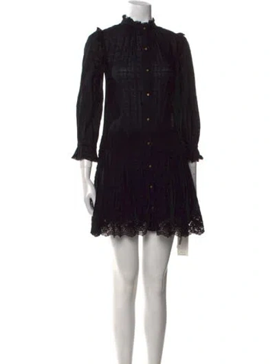 Pre-owned Ulla Johnson Mock Neck Mini Dress In Black