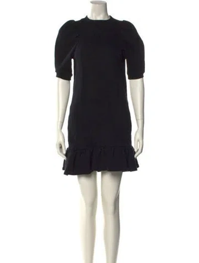 Pre-owned Ulla Johnson Mock Neck Mini Dress In Black