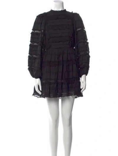 Pre-owned Ulla Johnson Mock Neck Mini Dress In Black