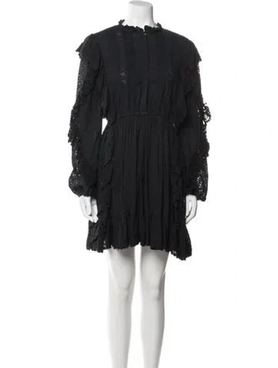 Pre-owned Ulla Johnson Mock Neck Mini Dress In Blue