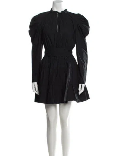 Pre-owned Ulla Johnson Mock Neck Mini Dress In Blue