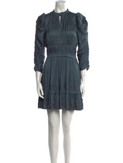 Pre-owned Ulla Johnson Mock Neck Mini Dress In Gray