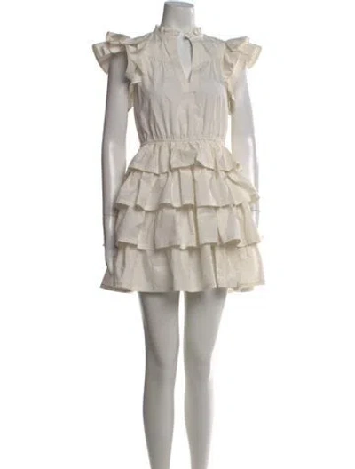 Pre-owned Ulla Johnson Mock Neck Mini Dress In Neutral