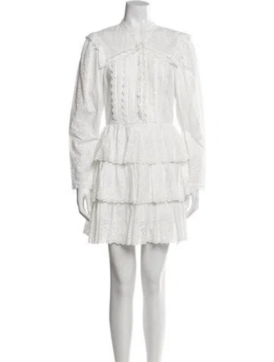 Pre-owned Ulla Johnson Mock Neck Mini Dress In White