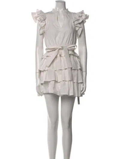 Pre-owned Ulla Johnson Mock Neck Mini Dress In White