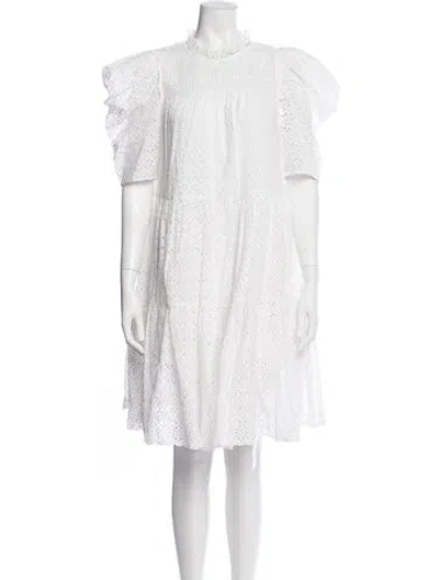 Pre-owned Ulla Johnson Mock Neck Mini Dress In White