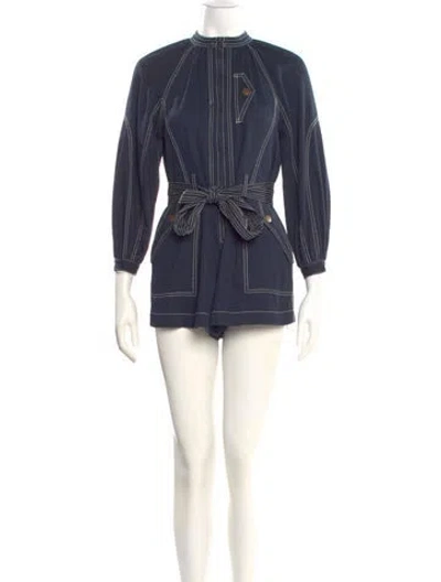 Pre-owned Ulla Johnson Mock Neck Romper In Blue