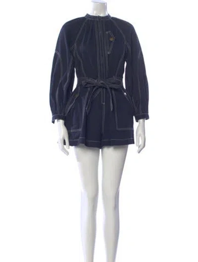 Pre-owned Ulla Johnson Mock Neck Romper In Blue