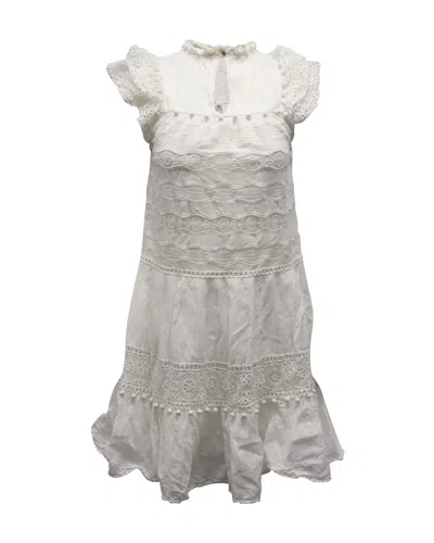 Ulla Johnson Mock Neck Ruffle Dress In White Cotton
