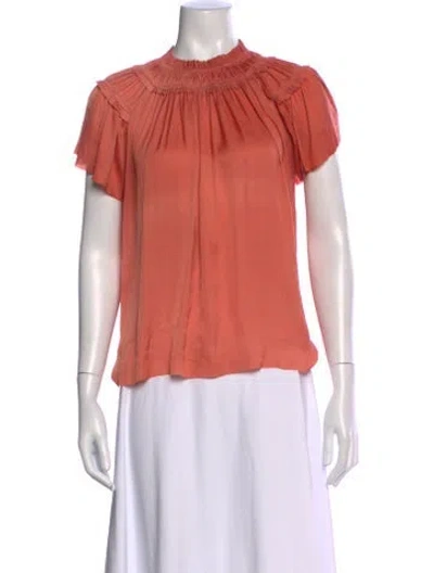 Pre-owned Ulla Johnson Mock Neck Short Sleeve Blouse In Pink