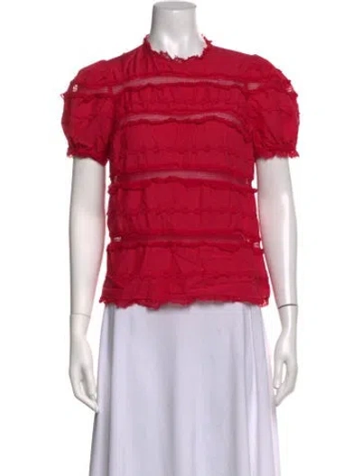 Pre-owned Ulla Johnson Mock Neck Short Sleeve Blouse In Pink