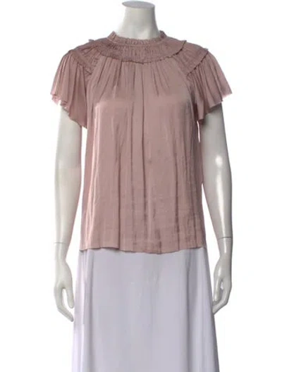 Pre-owned Ulla Johnson Mock Neck Short Sleeve Blouse In Pink