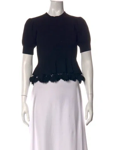 Pre-owned Ulla Johnson Mock Neck Short Sleeve Top In Black