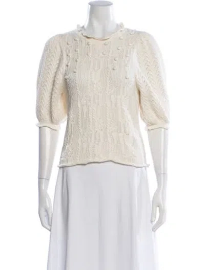 Pre-owned Ulla Johnson Mock Neck Short Sleeve Top In Neutral