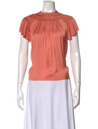 Pre-owned Ulla Johnson Mock Neck Short Sleeve Top In Pink