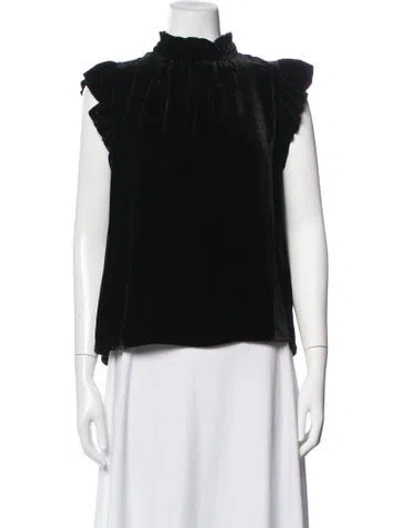 Pre-owned Ulla Johnson Mock Neck Sleeveless Blouse In Black