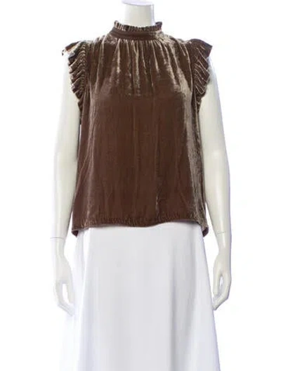 Pre-owned Ulla Johnson Mock Neck Sleeveless Blouse In Brown