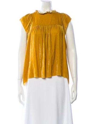 Pre-owned Ulla Johnson Mock Neck Sleeveless Blouse In Gold