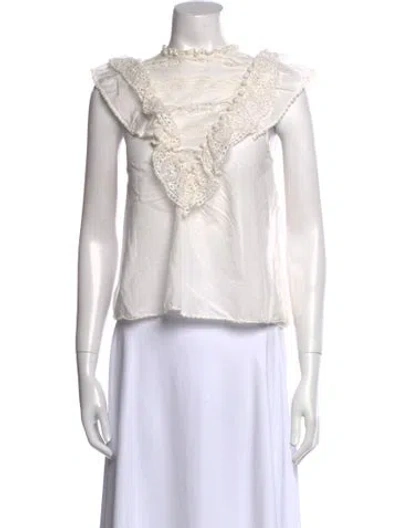 Pre-owned Ulla Johnson Mock Neck Sleeveless Crop Top In White