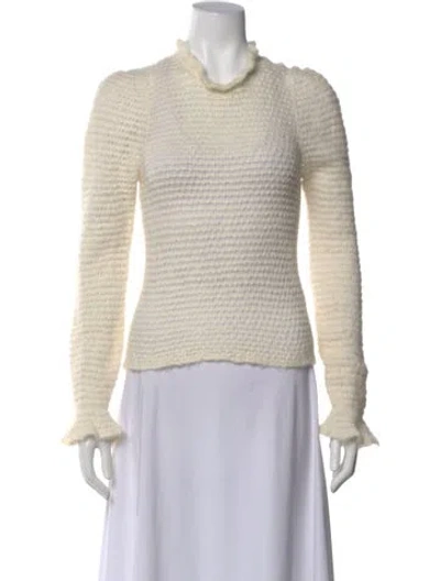 Pre-owned Ulla Johnson Mock Neck Sweater In White