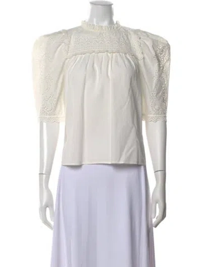 Pre-owned Ulla Johnson Mock Neck Three-quarter Sleeve Blouse In Neutral