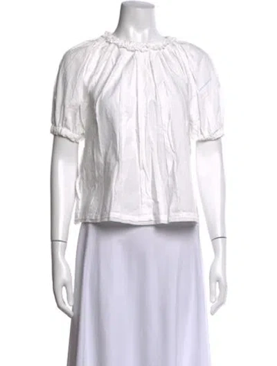 Pre-owned Ulla Johnson Mock Neck Three-quarter Sleeve Blouse In White