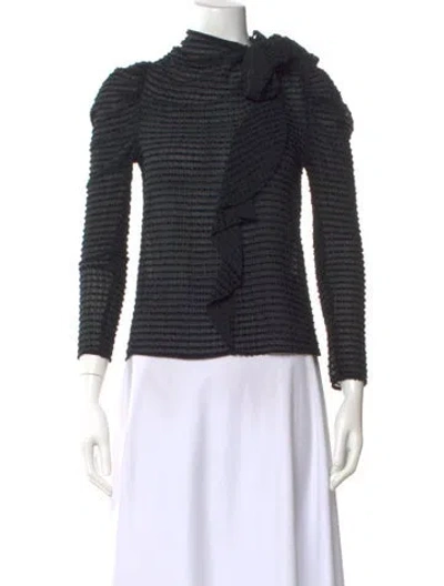 Pre-owned Ulla Johnson Mock Neck Three-quarter Sleeve Top In Black