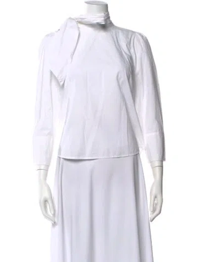 Pre-owned Ulla Johnson Mock Neck Three-quarter Sleeve Top In White