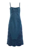 Ulla Johnson The Jane Eyelet Broderie Anglaise Denim Midi Dress In Multi