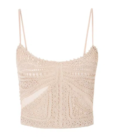 Ulla Johnson Mollie Crochet And Tulle Top In Neutral