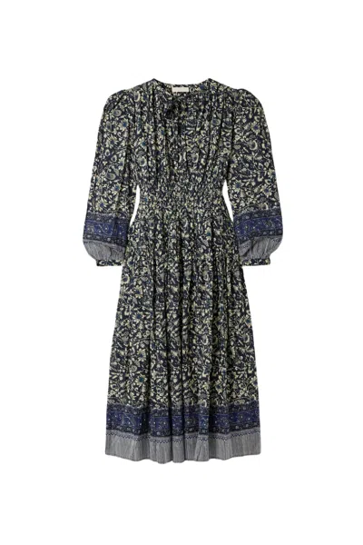 Ulla Johnson Mona Shirred Floral-print Cotton-blend Midi Dress In Multi